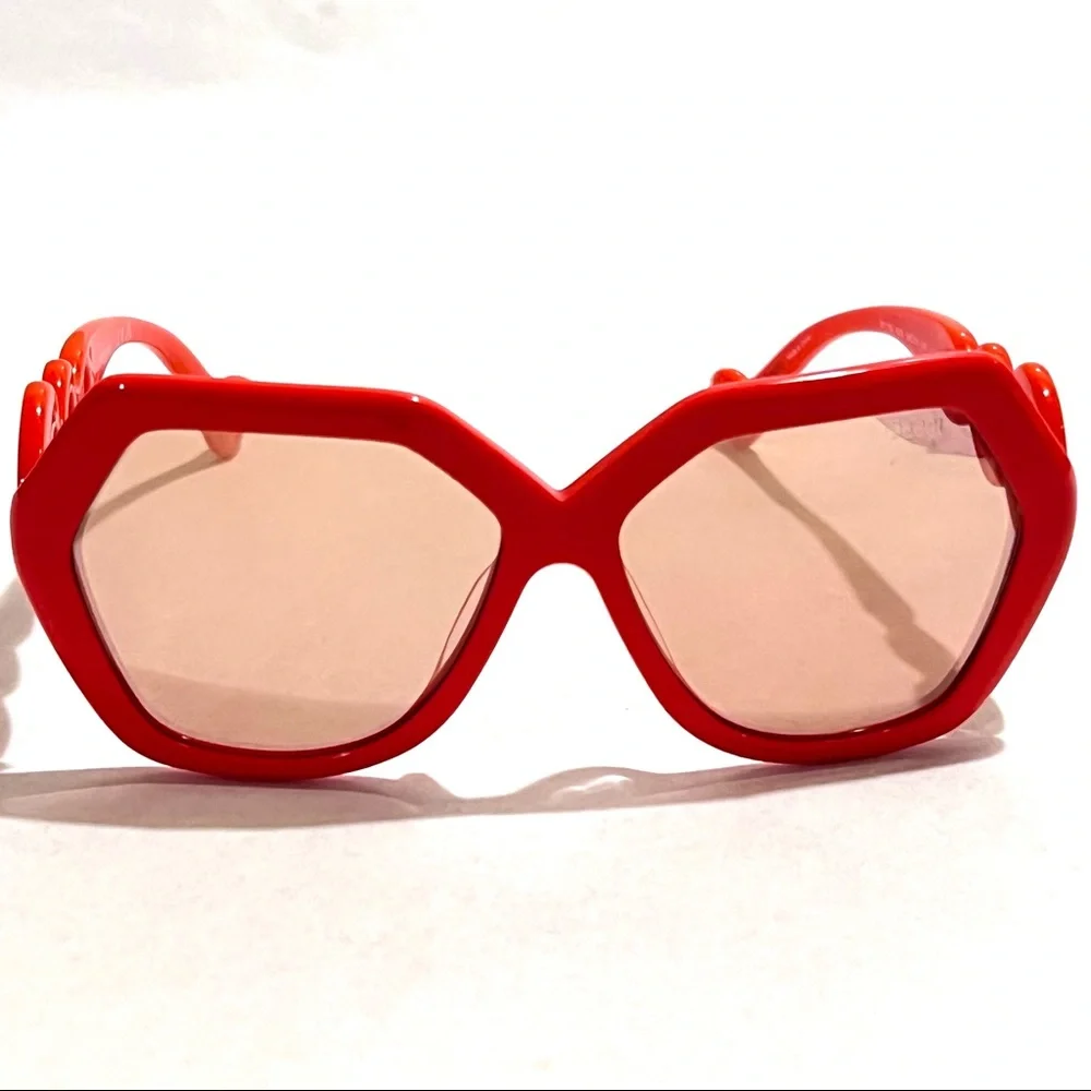 Authentic Emilio Pucci 59mm Geometric Sunglasses Shiny Orange/Mirror Lens - Picture 6 of 17